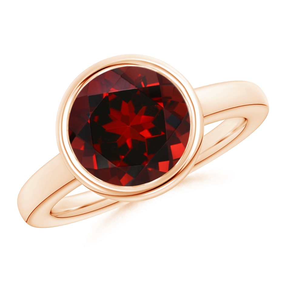 10mm AAAA Bezel-Set Round Garnet Solitaire Engagement Ring in Rose Gold 