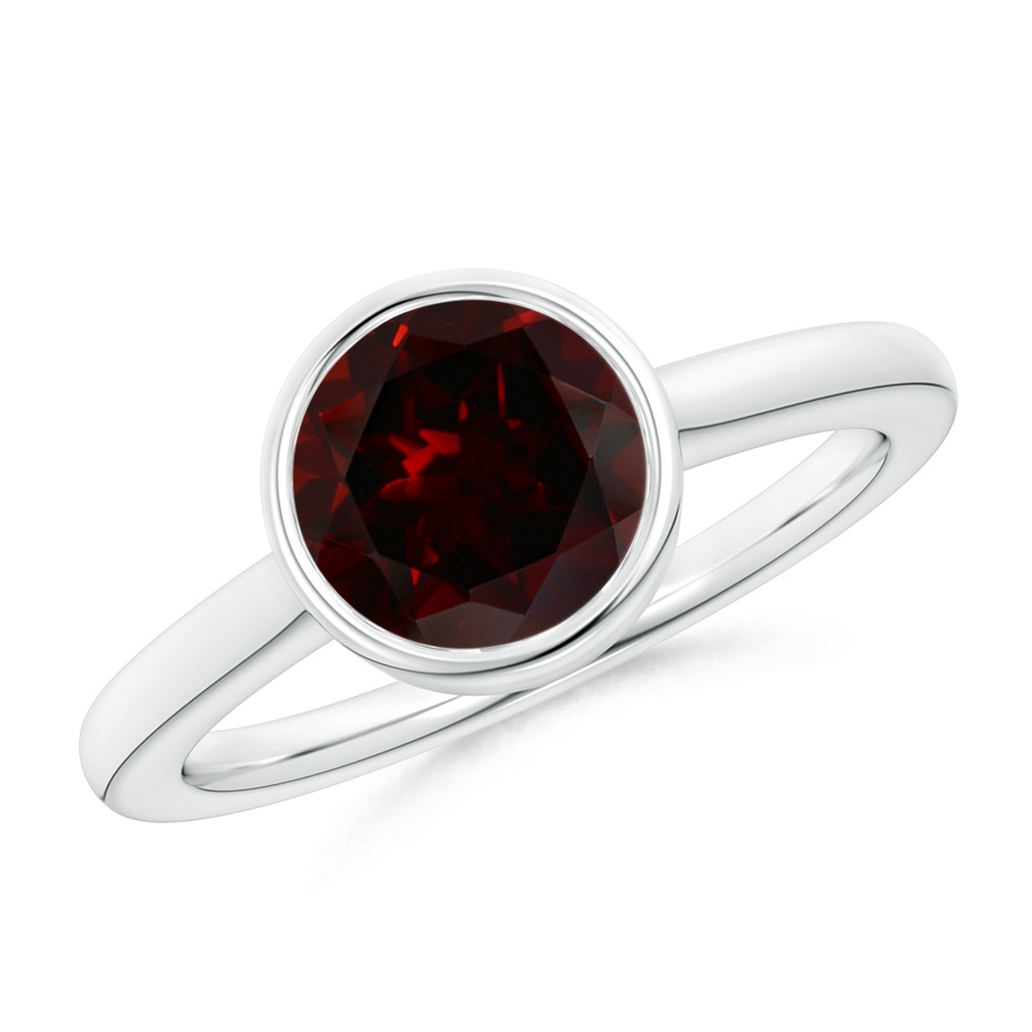 8mm A Bezel-Set Round Garnet Solitaire Engagement Ring in White Gold 