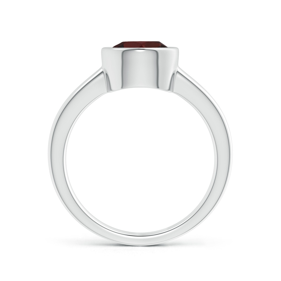 8mm A Bezel-Set Round Garnet Solitaire Engagement Ring in White Gold side-1