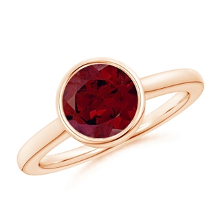 8mm AA Bezel-Set Round Garnet Solitaire Engagement Ring in 9K Rose Gold