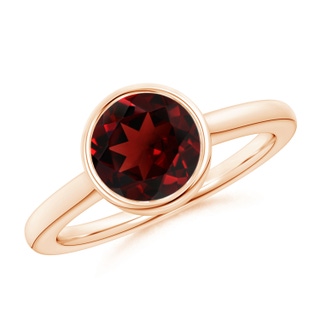 8mm AAA Bezel-Set Round Garnet Solitaire Engagement Ring in 10K Rose Gold