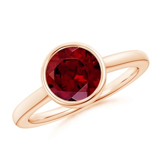8mm AAA Bezel-Set Round Garnet Solitaire Engagement Ring in 9K Rose Gold