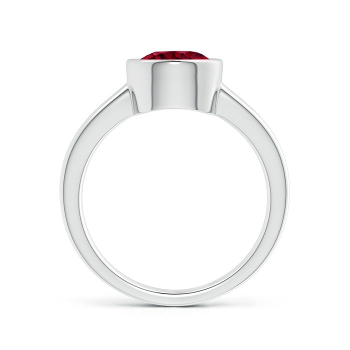 8mm AAA Bezel-Set Round Garnet Solitaire Engagement Ring in 9K White Gold product image