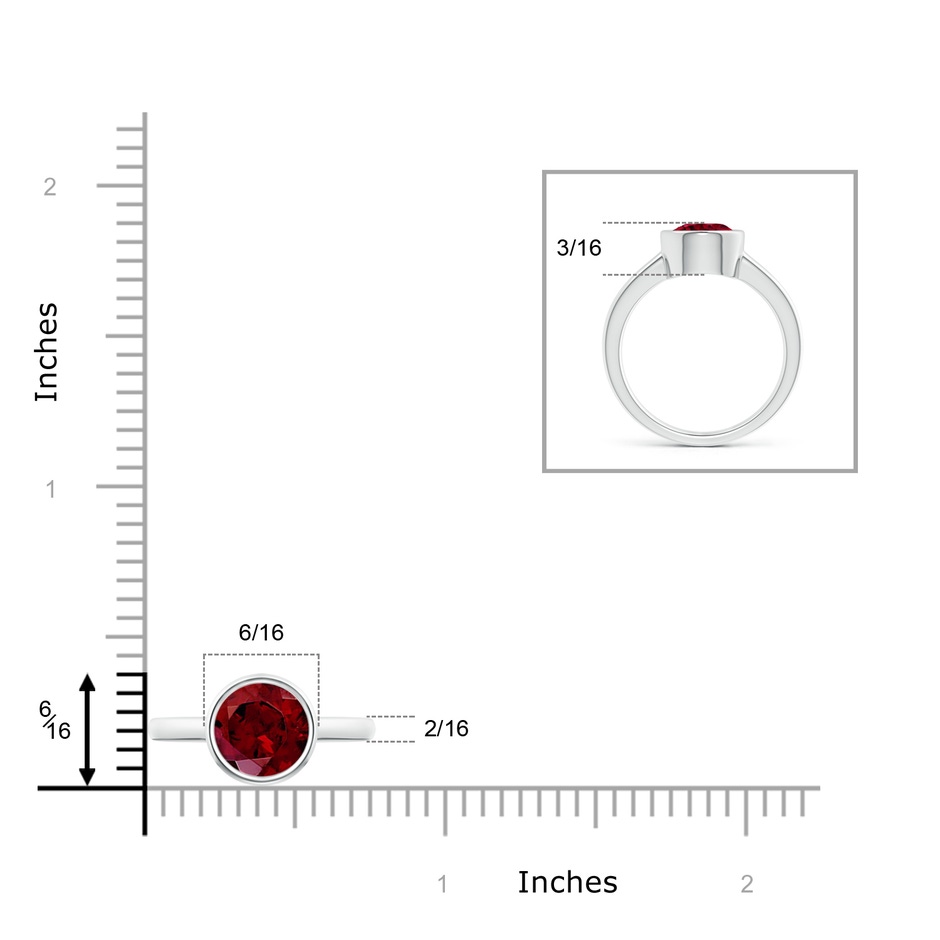 8mm AAA Bezel-Set Round Garnet Solitaire Engagement Ring in 9K White Gold product image