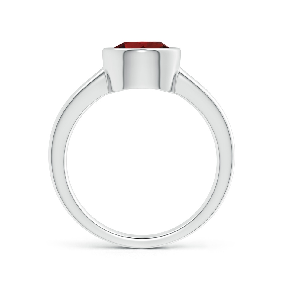 8mm AAA Bezel-Set Round Garnet Solitaire Engagement Ring in P950 Platinum side-1
