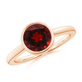 8mm AAAA Bezel-Set Round Garnet Solitaire Engagement Ring in 10K Rose Gold