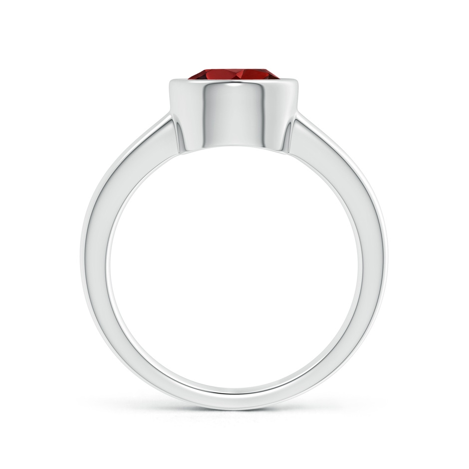 8mm AAAA Bezel-Set Round Garnet Solitaire Engagement Ring in P950 Platinum side-1