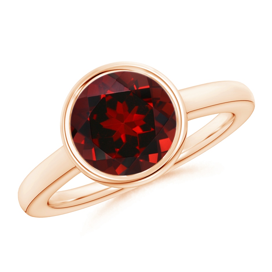 9mm AAAA Bezel-Set Round Garnet Solitaire Engagement Ring in Rose Gold 