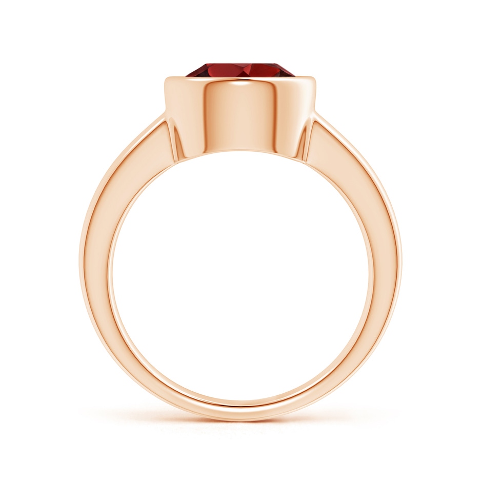 9mm AAAA Bezel-Set Round Garnet Solitaire Engagement Ring in Rose Gold side-1