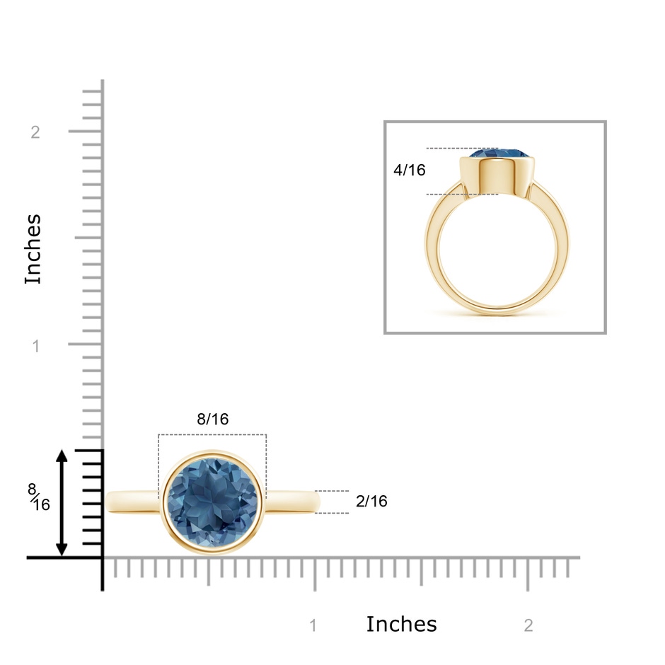 10mm A Bezel-Set Round London Blue Topaz Solitaire Engagement Ring in Yellow Gold product image