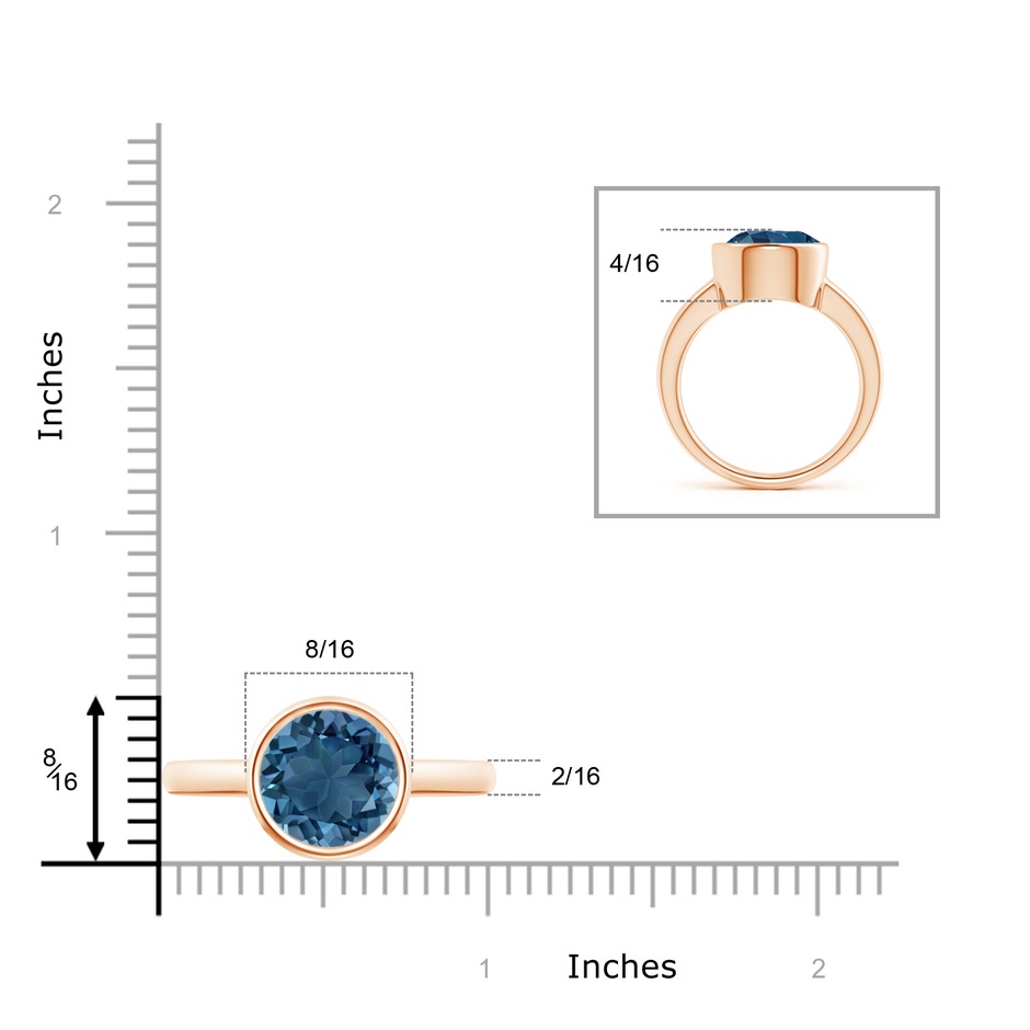 10mm AA Bezel-Set Round London Blue Topaz Solitaire Engagement Ring in Rose Gold product image