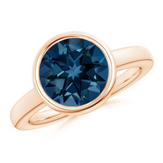 10mm AAAA Bezel-Set Round London Blue Topaz Solitaire Engagement Ring in Rose Gold