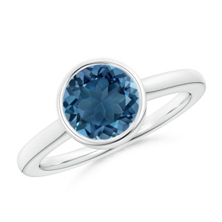 8mm AA Bezel-Set Round London Blue Topaz Solitaire Engagement Ring in P950 Platinum