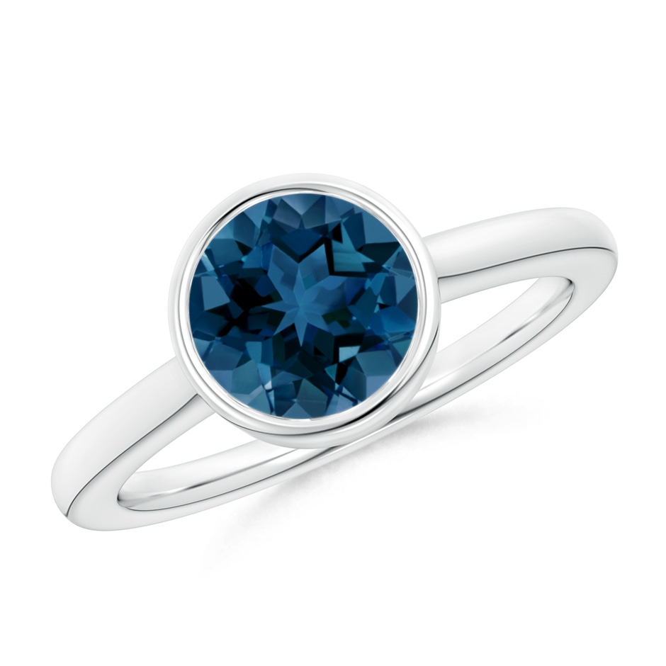 8mm AAA Bezel-Set Round London Blue Topaz Solitaire Engagement Ring in P950 Platinum 