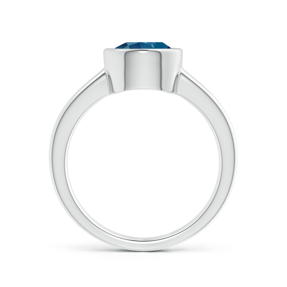 8mm AAA Bezel-Set Round London Blue Topaz Solitaire Engagement Ring in P950 Platinum product image