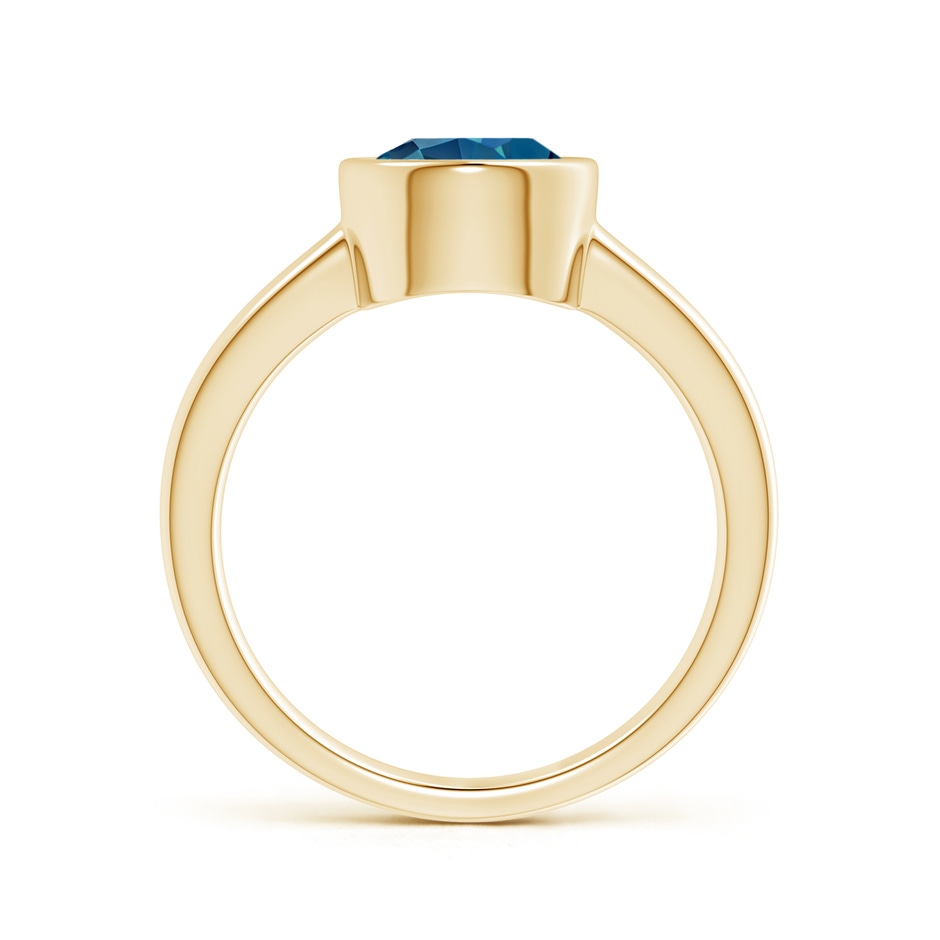 8mm AAA Bezel-Set Round London Blue Topaz Solitaire Engagement Ring in Yellow Gold product image