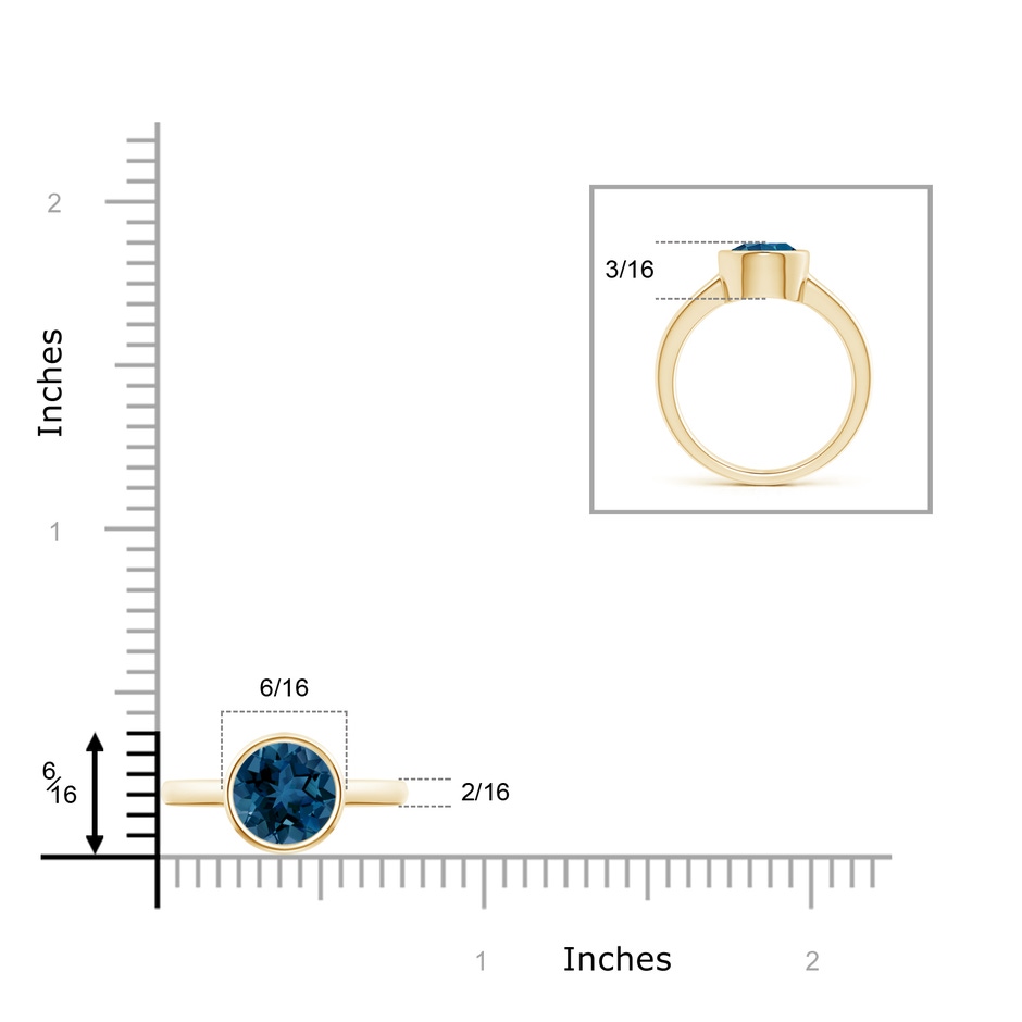8mm AAA Bezel-Set Round London Blue Topaz Solitaire Engagement Ring in Yellow Gold product image