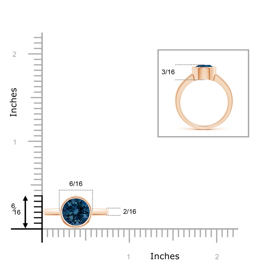 8mm AAAA Bezel-Set Round London Blue Topaz Solitaire Engagement Ring in Rose Gold product image