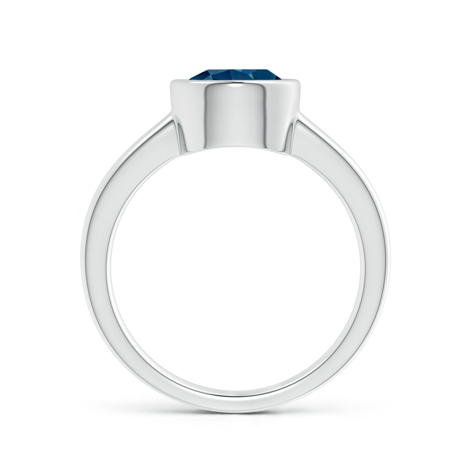 8mm AAAA Bezel-Set Round London Blue Topaz Solitaire Engagement Ring in White Gold product image