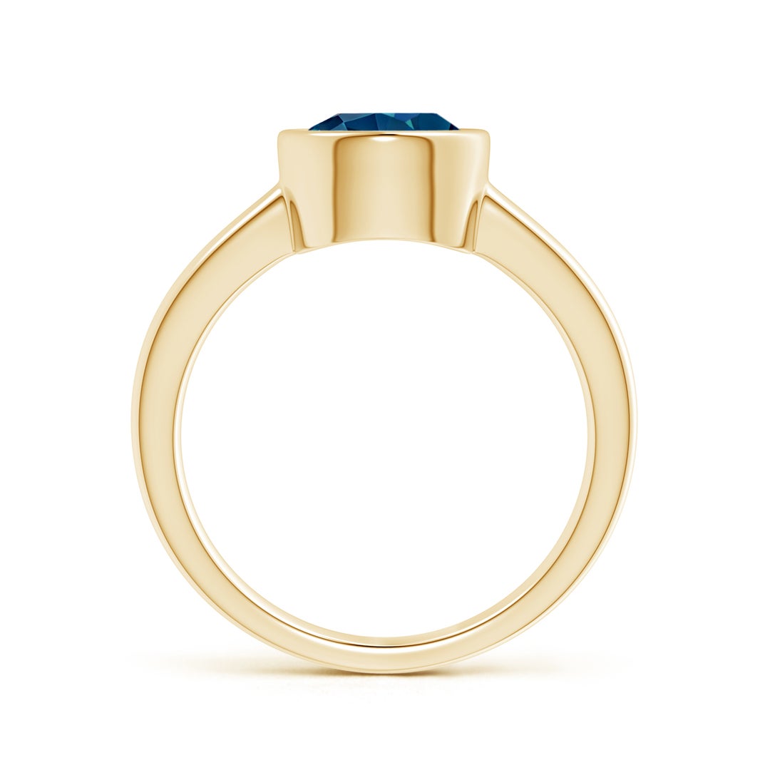 8mm AAAA Bezel-Set Round London Blue Topaz Solitaire Engagement Ring in Yellow Gold - side 1
