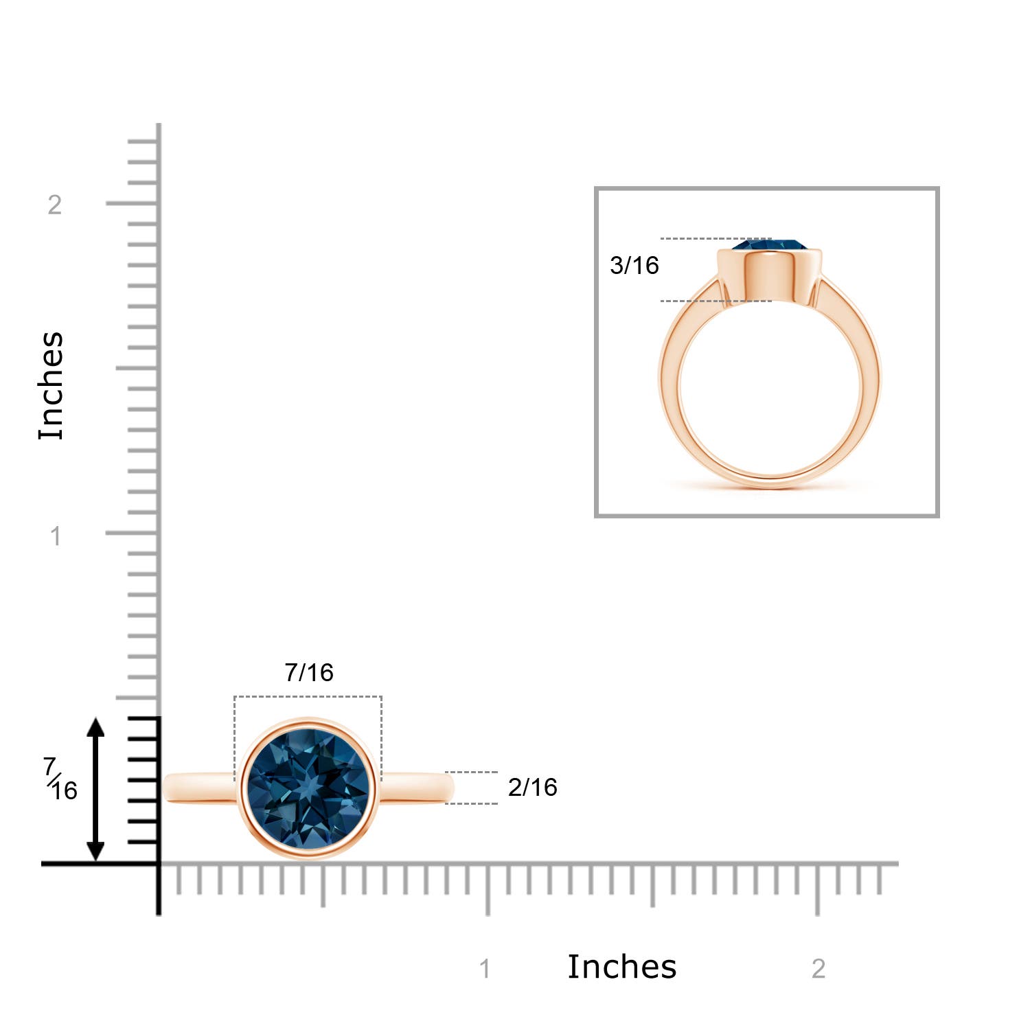 AAAA - London Blue Topaz / 3.3 CT / 14 KT Rose Gold