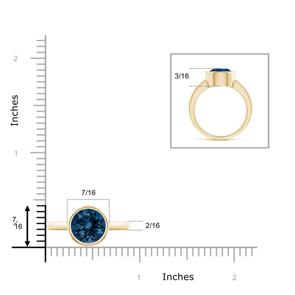 9mm AAAA Bezel-Set Round London Blue Topaz Solitaire Engagement Ring in Yellow Gold product image