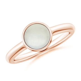 7mm AA Bezel-Set Round Moonstone Solitaire Engagement Ring in 9K Rose Gold
