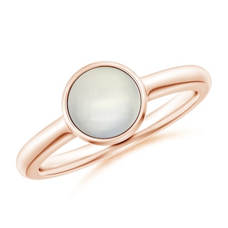 7mm AAA Bezel-Set Round Moonstone Solitaire Engagement Ring in 9K Rose Gold