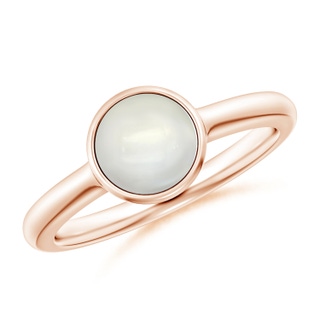 7mm AAAA Bezel-Set Round Moonstone Solitaire Engagement Ring in Rose Gold