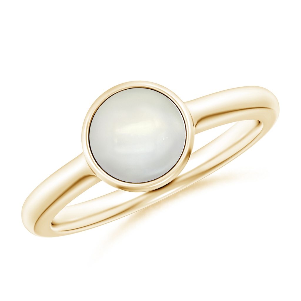 7mm AAAA Bezel-Set Round Moonstone Solitaire Engagement Ring in Yellow Gold