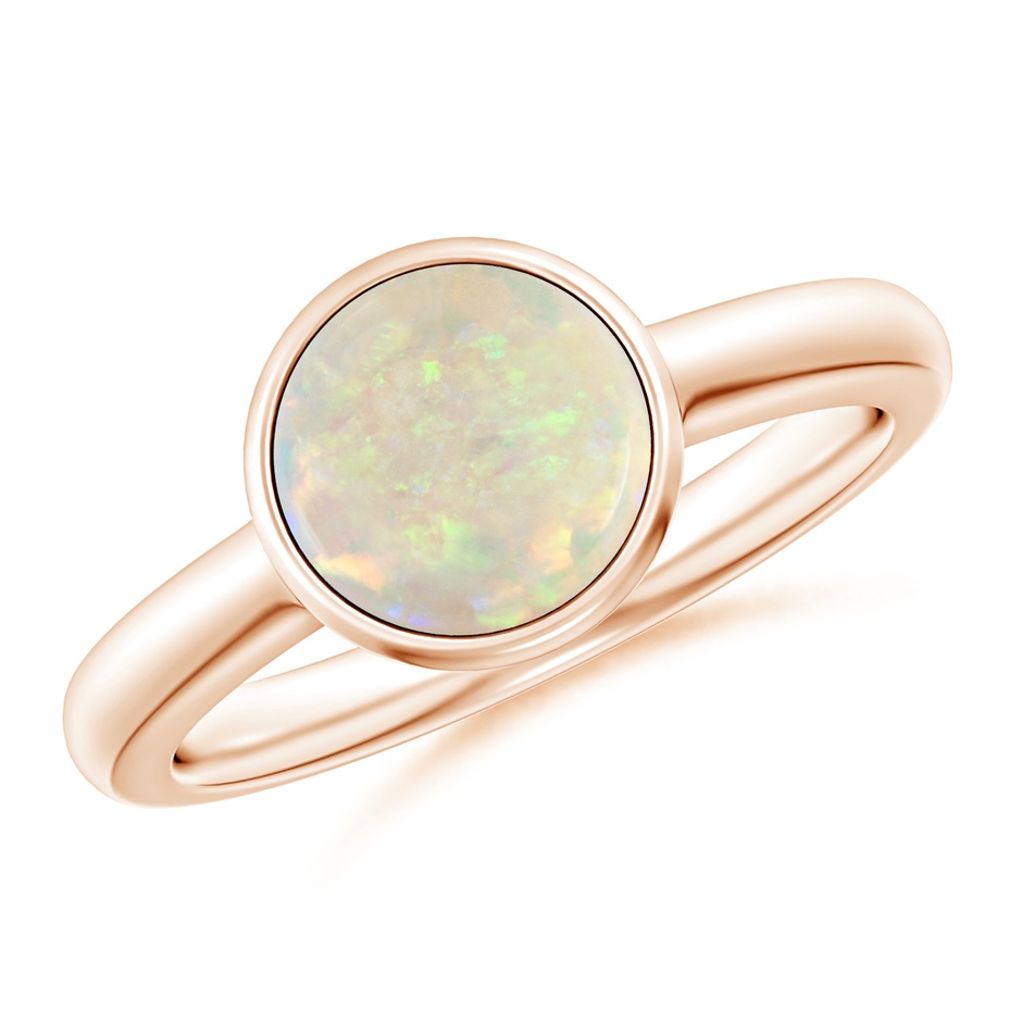 8mm AAA Bezel-Set Round Opal Solitaire Engagement Ring in Rose Gold 