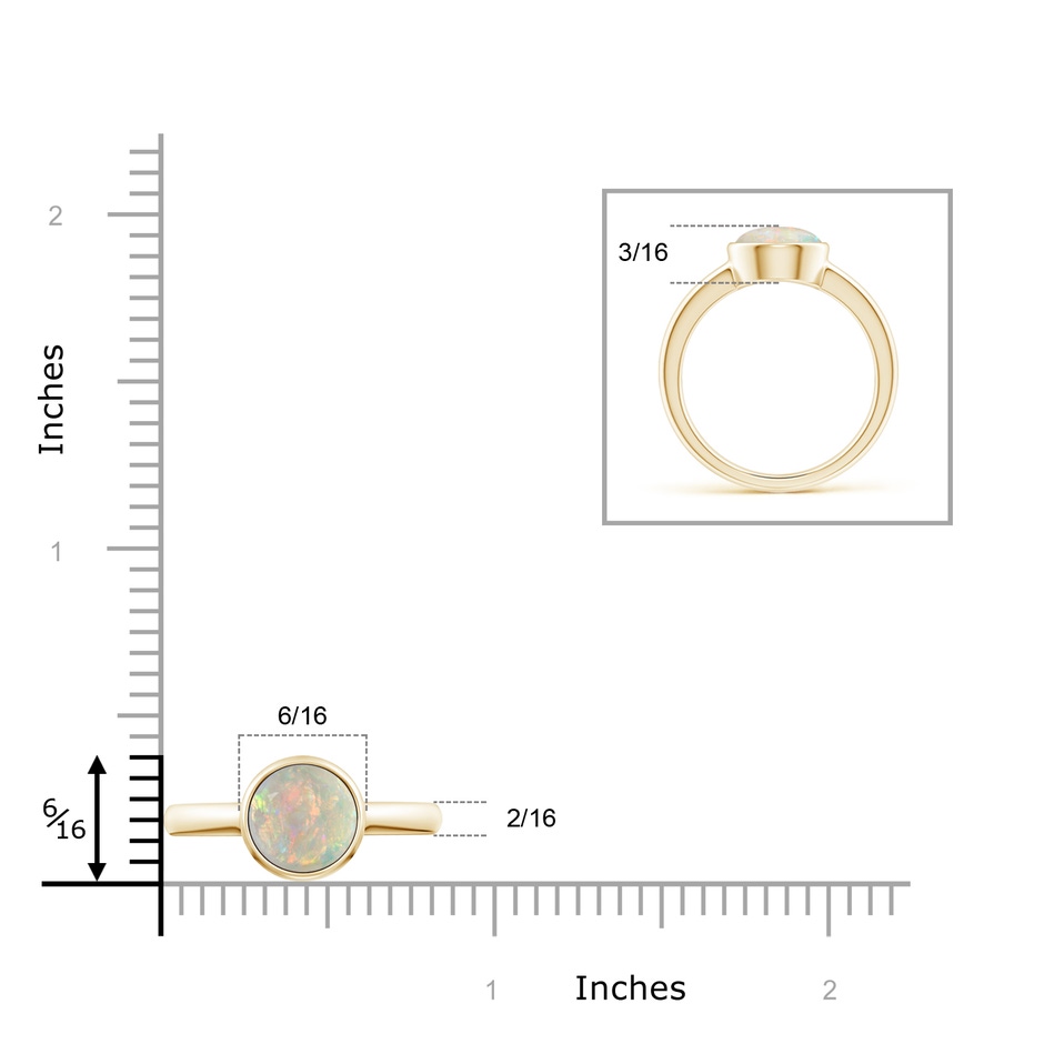 8mm AAAA Bezel-Set Round Opal Solitaire Engagement Ring in 10K Yellow Gold ruler