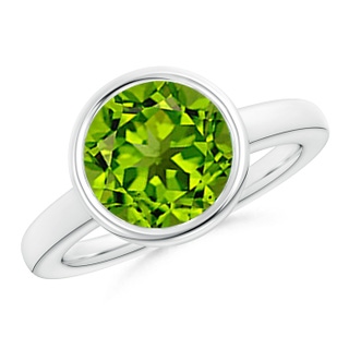 10mm AAAA Bezel-Set Round Peridot Solitaire Engagement Ring in P950 Platinum