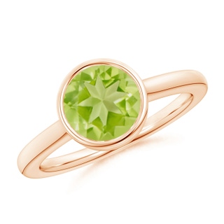 8mm AA Bezel-Set Round Peridot Solitaire Engagement Ring in 10K Rose Gold