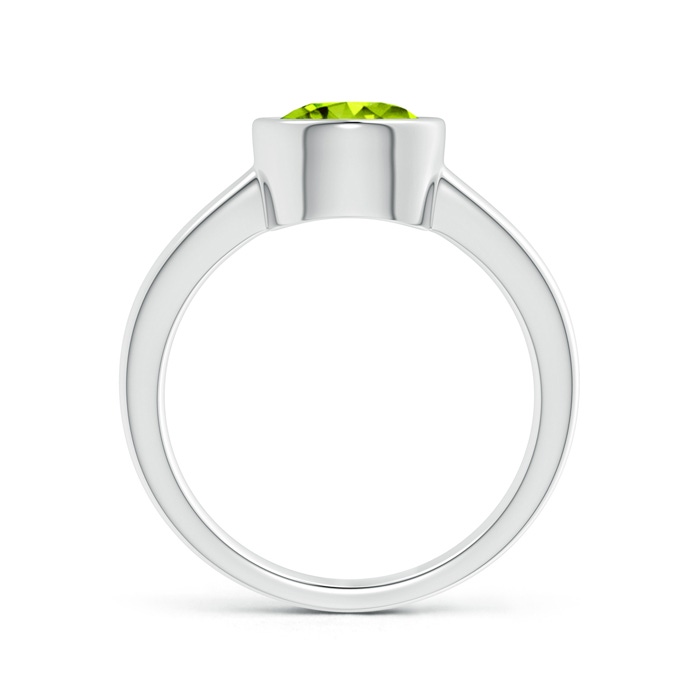 8mm AAAA Bezel-Set Round Peridot Solitaire Engagement Ring in White Gold Product Image