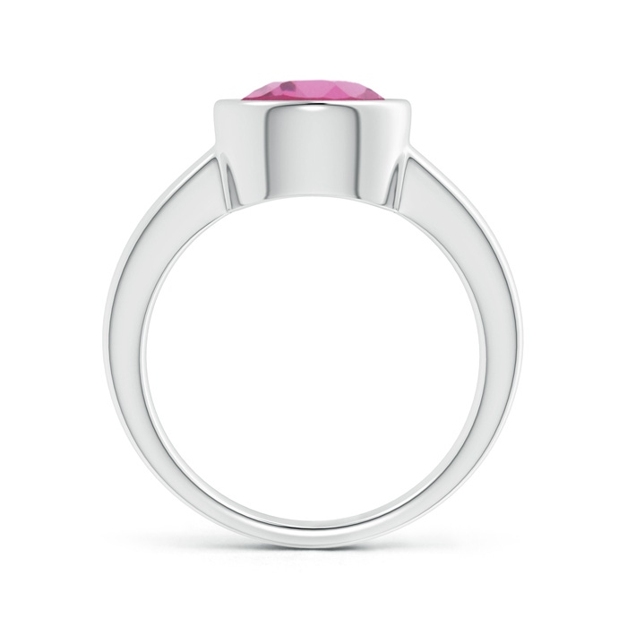 9mm AAA Bezel-Set Round Pink Tourmaline Solitaire Engagement Ring in White Gold Product Image