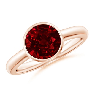 8mm AAAA Bezel-Set Round Ruby Solitaire Engagement Ring in Rose Gold