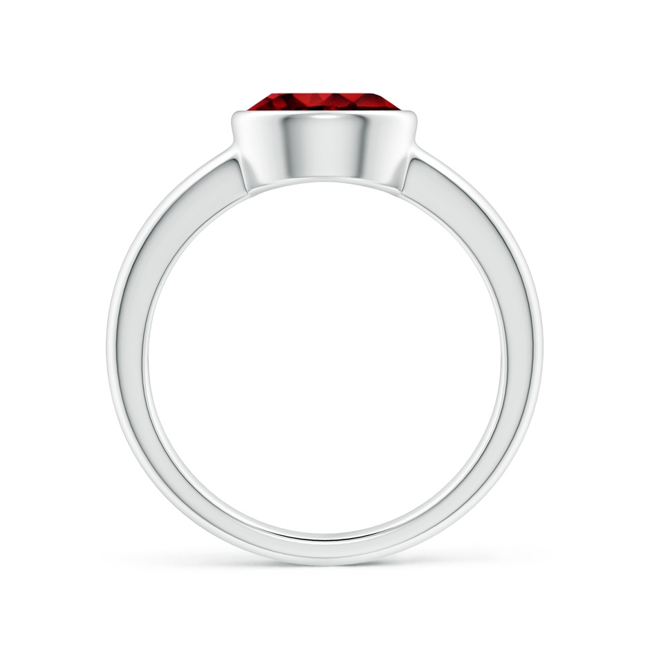 8mm Lab-Grown Bezel-Set Round Ruby Solitaire Engagement Ring in White Gold side-1