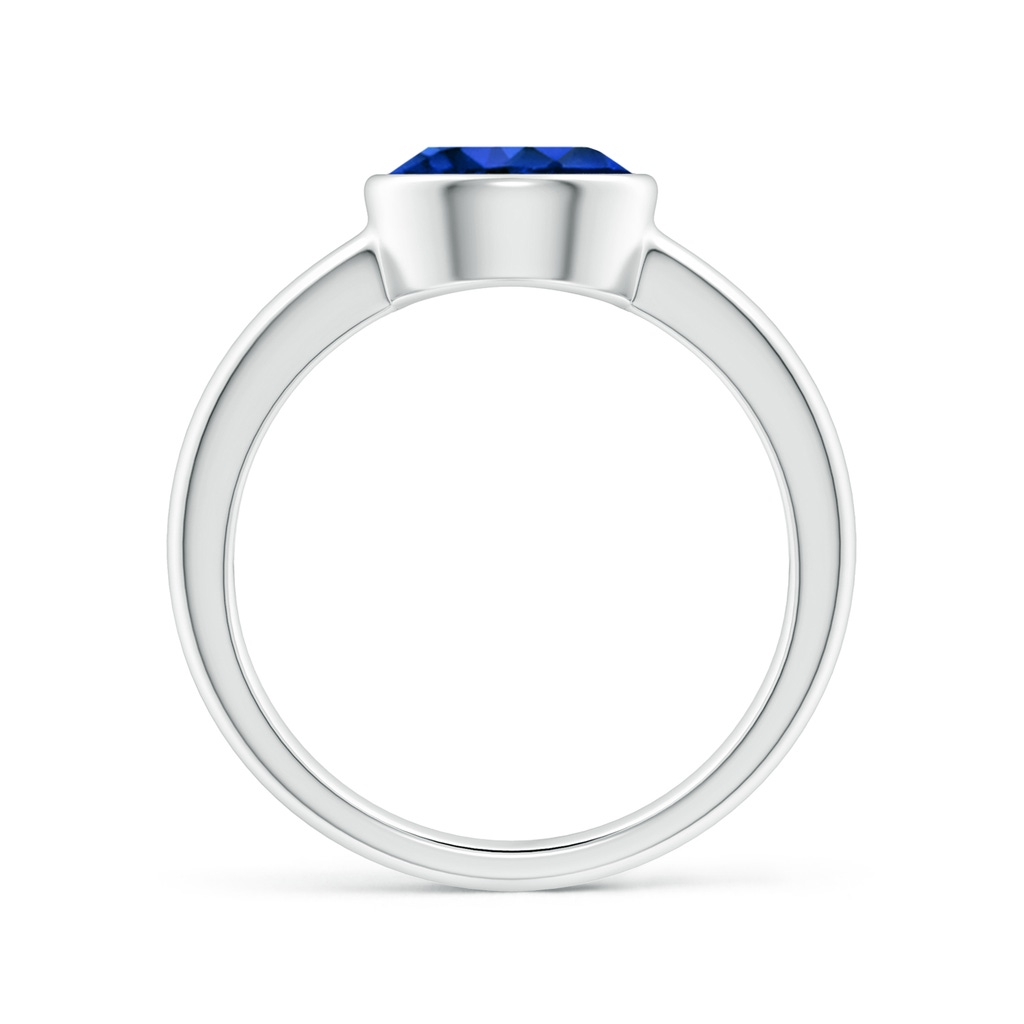 8mm AAAA Bezel-Set Round Blue Sapphire Solitaire Engagement Ring in White Gold Side-1