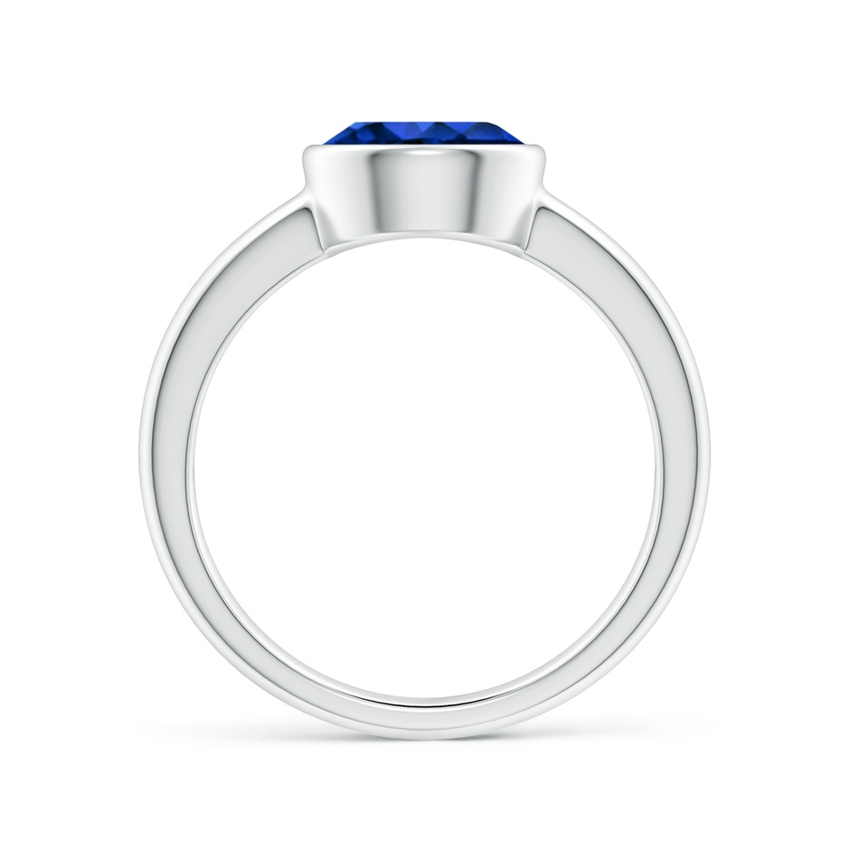 8mm Lab-Grown Bezel-Set Round Blue Sapphire Solitaire Engagement Ring in White Gold side-1