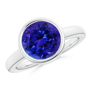 10mm AAAA Bezel-Set Round Tanzanite Solitaire Engagement Ring in White Gold