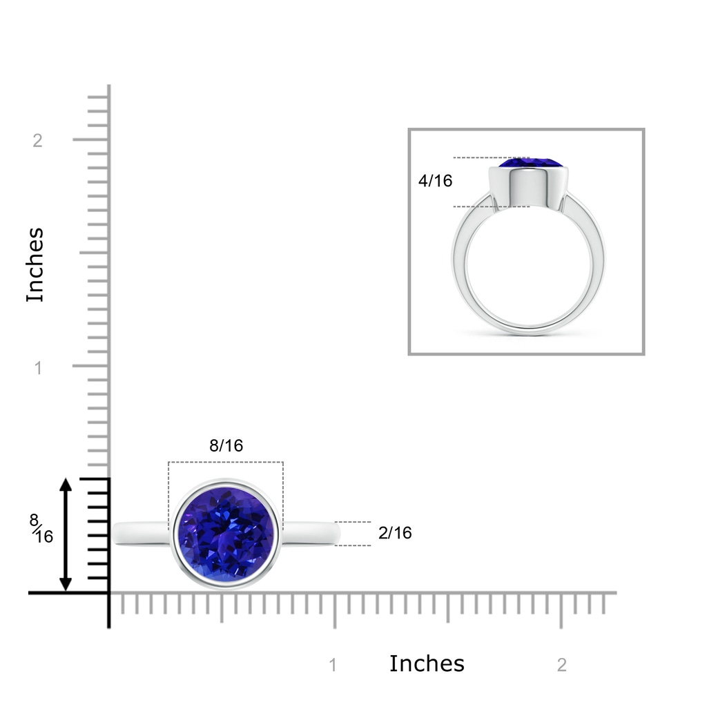 10mm AAAA Bezel-Set Round Tanzanite Solitaire Engagement Ring in White Gold Ruler