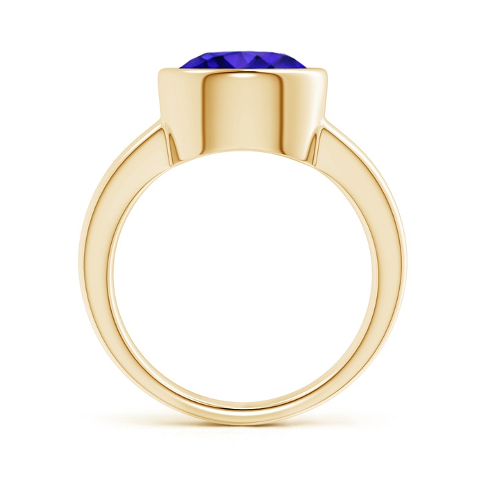 10mm AAAA Bezel-Set Round Tanzanite Solitaire Engagement Ring in Yellow Gold Side-1