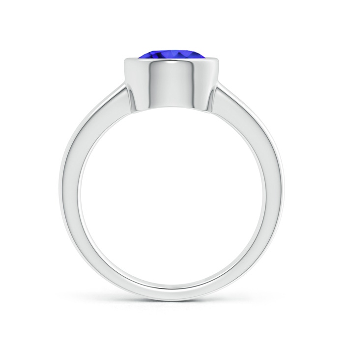 8mm AAA Bezel-Set Round Tanzanite Solitaire Engagement Ring in White Gold Side-1