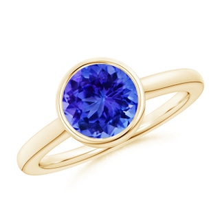 8mm AAA Bezel-Set Round Tanzanite Solitaire Engagement Ring in Yellow Gold