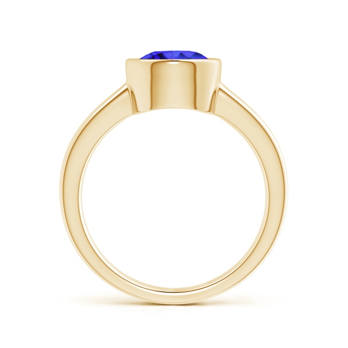 8mm AAA Bezel-Set Round Tanzanite Solitaire Engagement Ring in Yellow Gold Side-1