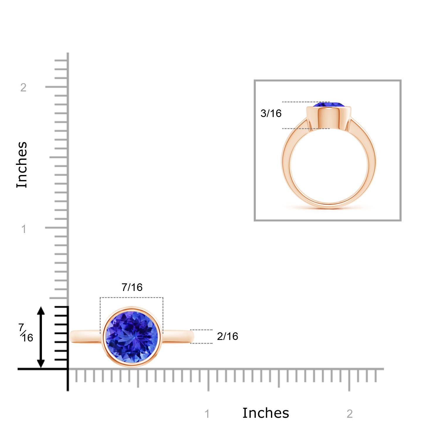 AAA - Tanzanite / 2.4 CT / 14 KT Rose Gold