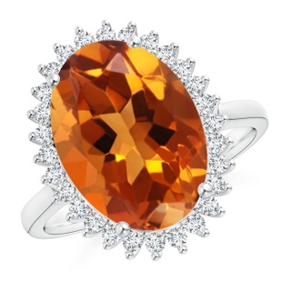 14x10mm AAAA Classic Oval Citrine Floral Halo Ring in White Gold