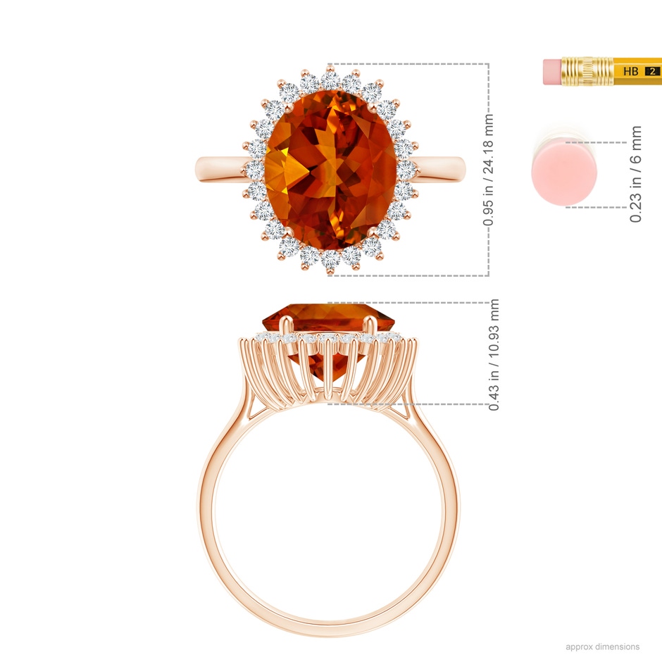 16.06x12.11x8.25mm AAAA GIA Certified Classic Oval Citrine Floral Halo Ring in 9K Rose Gold stone