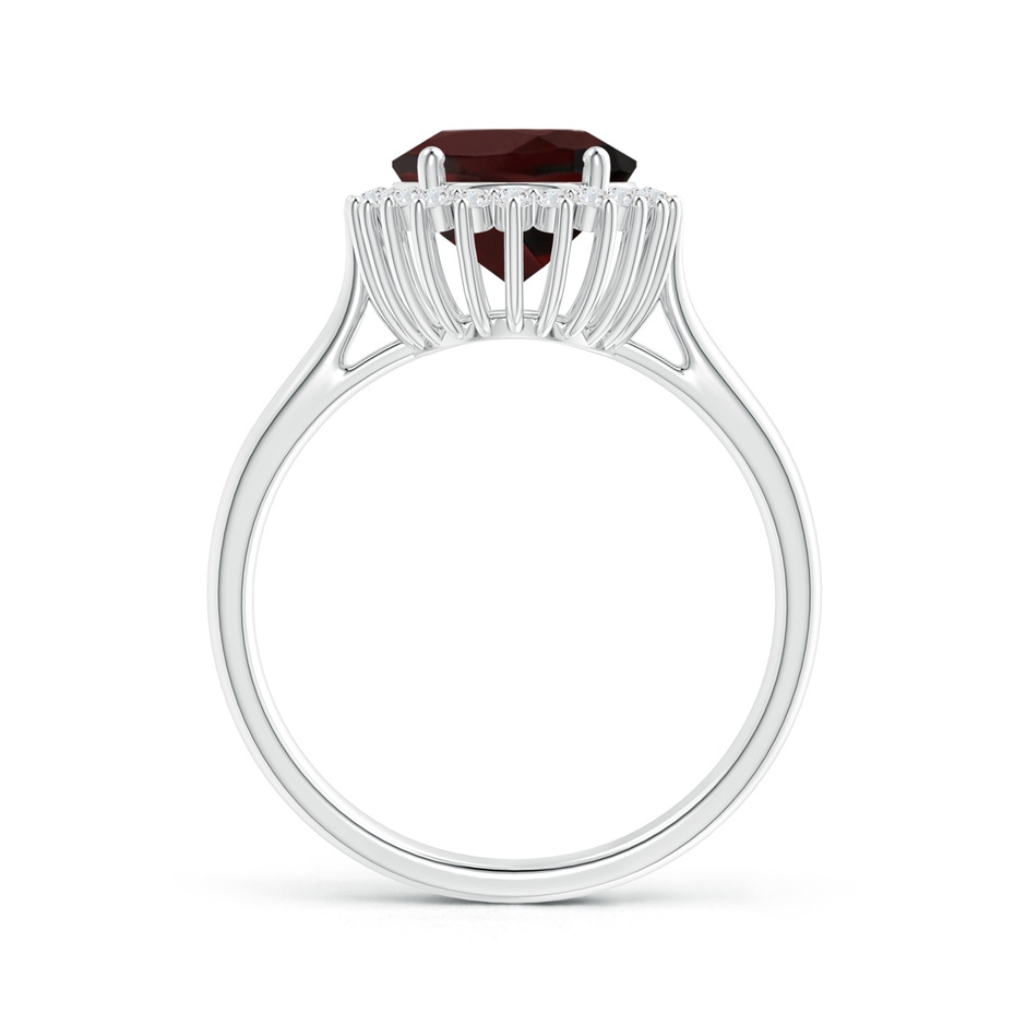 10x8mm A Classic Oval Garnet Floral Halo Ring in P950 Platinum side 199